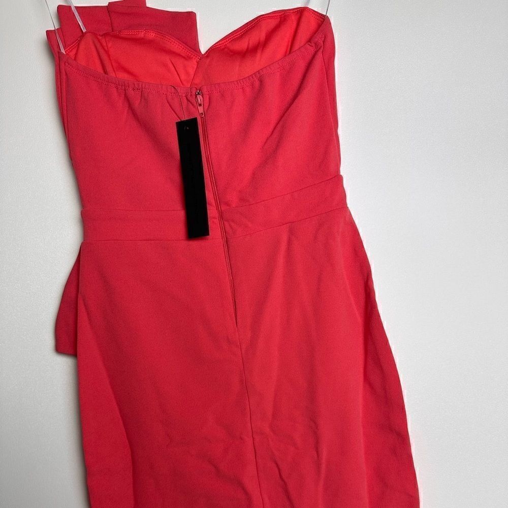 Coral pleated tube top dress - Picture 6 of 11